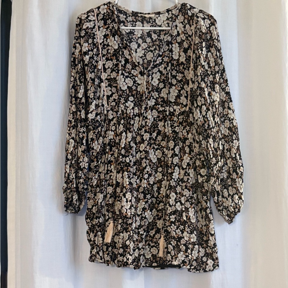 Floral Black and White Women's Dress